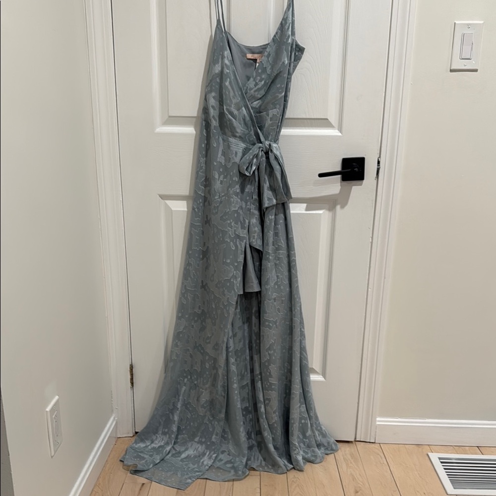 Hutch Blue Silver Sleeveless Spaghetti Strap Wrap Dress for Wedding Guest/prom